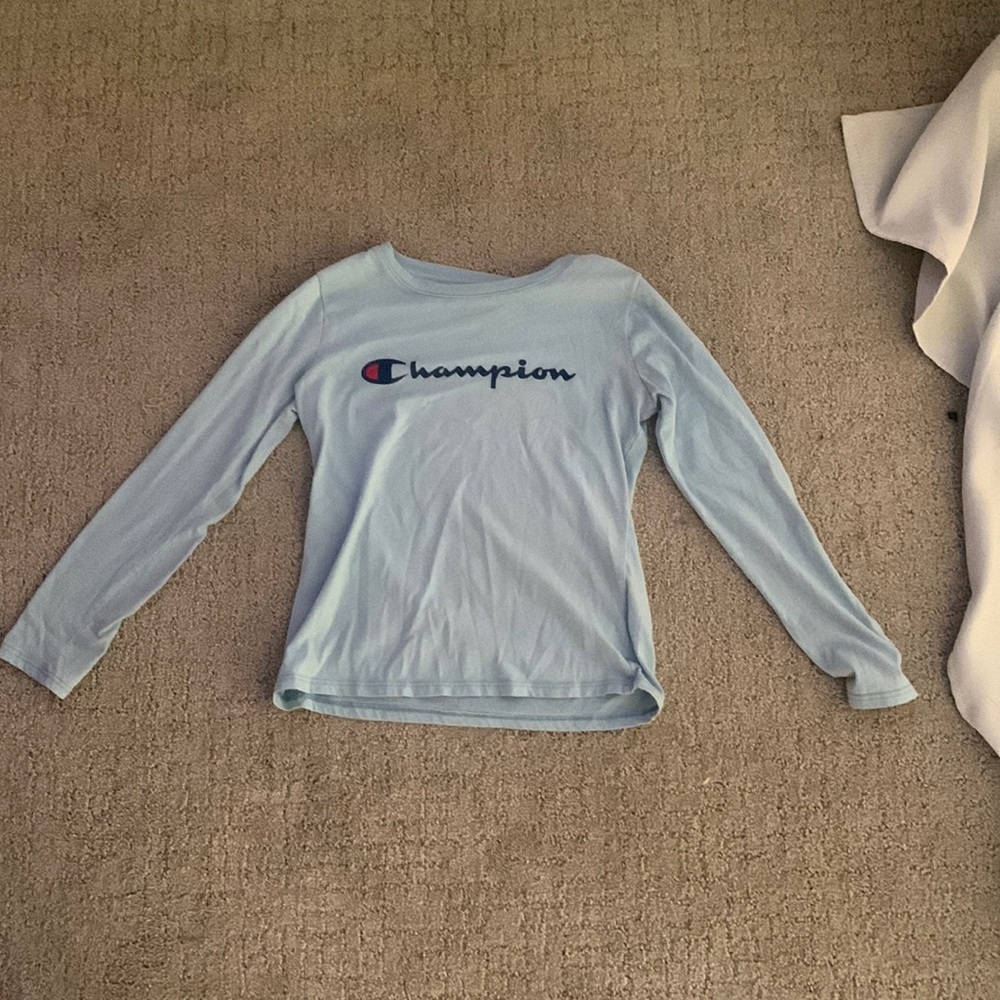 Youth medium blue champion shirt
